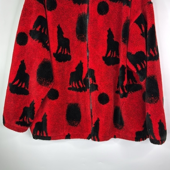 Vintage Four Seasons Red Wolf Moon Full Zip Fleece Jacket Large - Picture 3 of 10